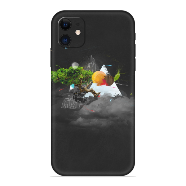 iPhone 11 Cover with Black Mountain Print