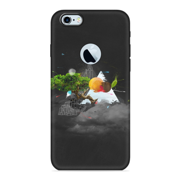 iPhone 6 (Logo Cut) Cover with Black Mountain Print