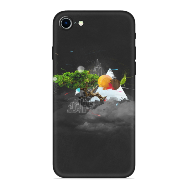 iPhone 8 Cover with Black Mountain Print