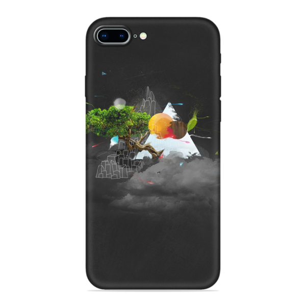 iPhone 8 plus Cover with Black Mountain Print