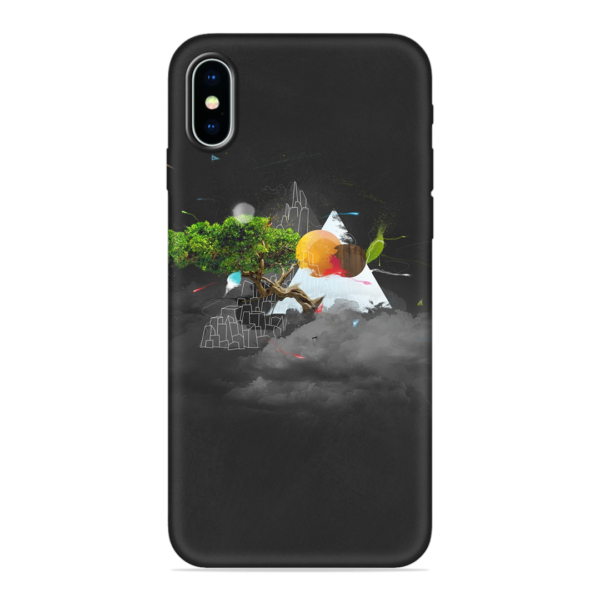 iPhone X Cover with Black Mountain Print