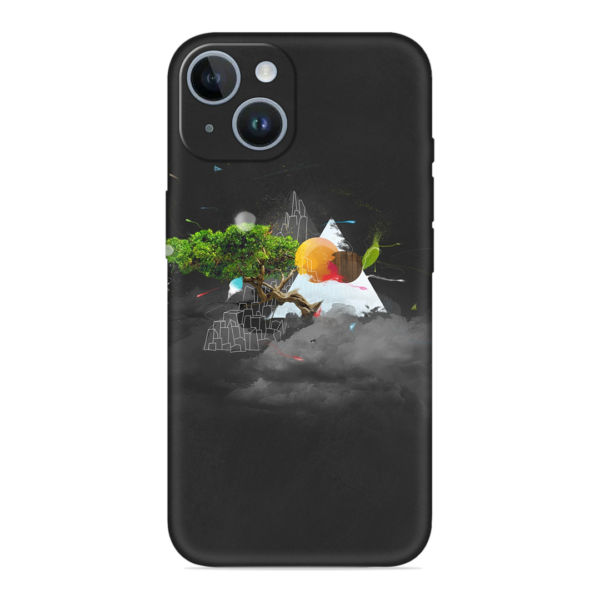 iPhone 14 Plus Cover with Black Mountain Print