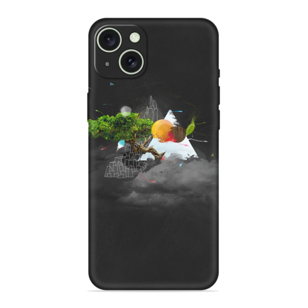 iPhone 15 Plus Cover with Black Mountain Print